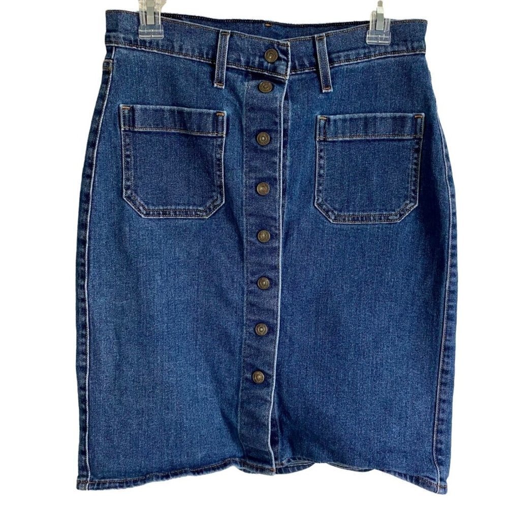 Levis Snap Front Denim Jeans Skirt with Pockets Size 27 - Picture 3 of 9